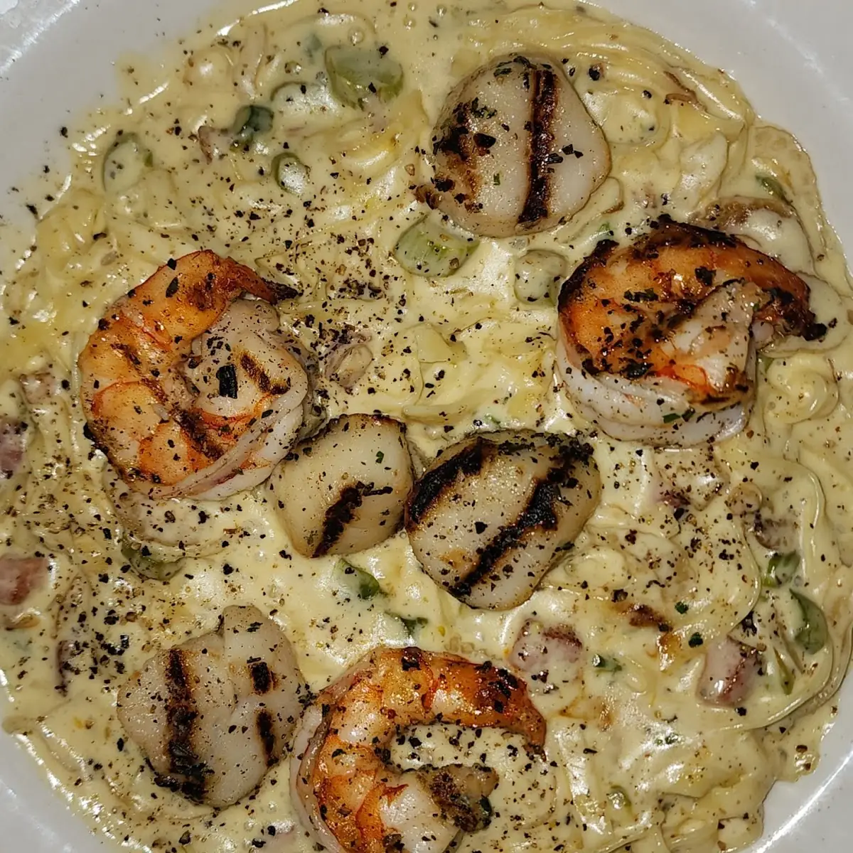 Seafood Carbonara Pasta Carbonara, River Mill Restaurant