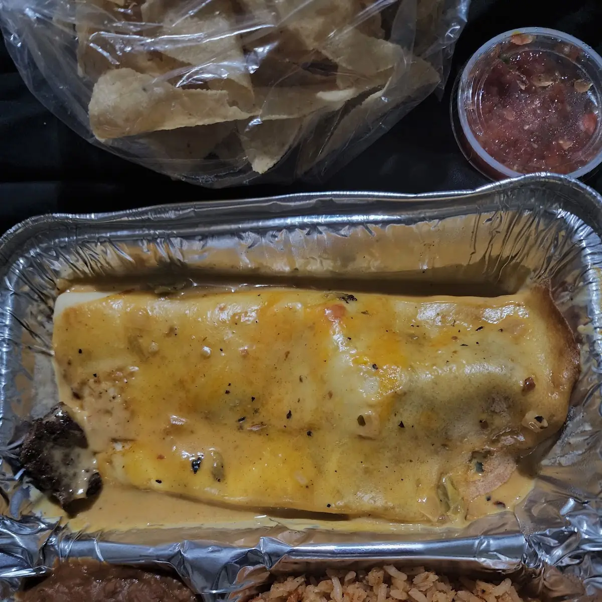 Steak Burrito with Cheese Sauce