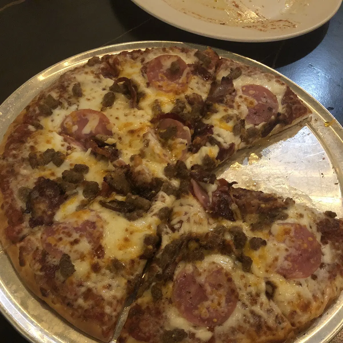 1 2 and 1 2 Meat Pizza