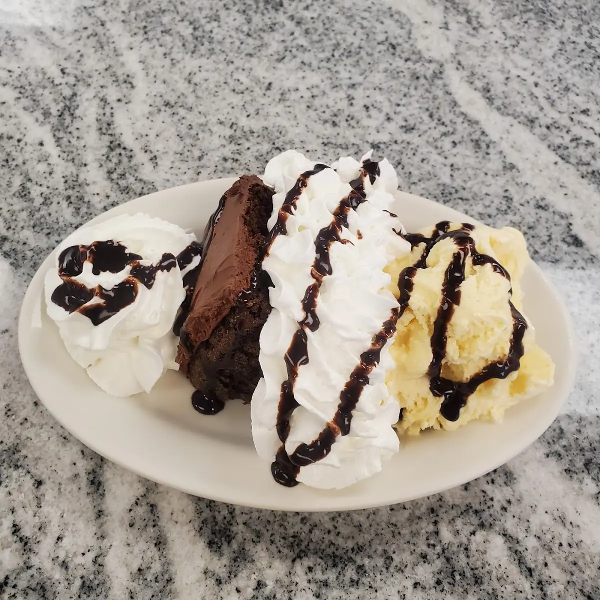 Chocolate Cake with Vanilla Ice Cream