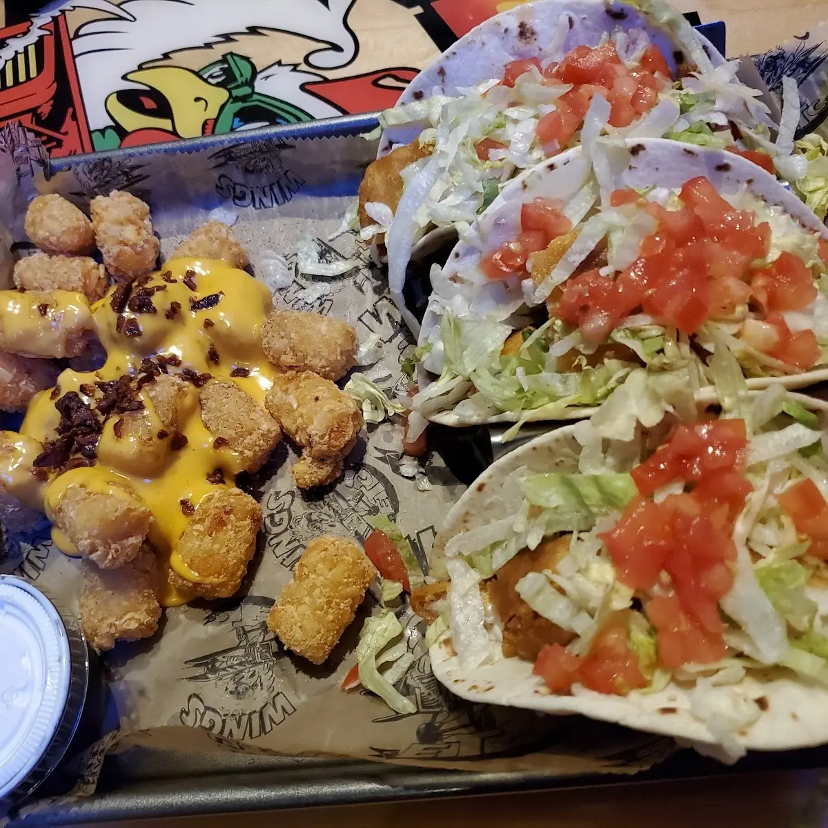 Fish Tacos with Loaded Tots