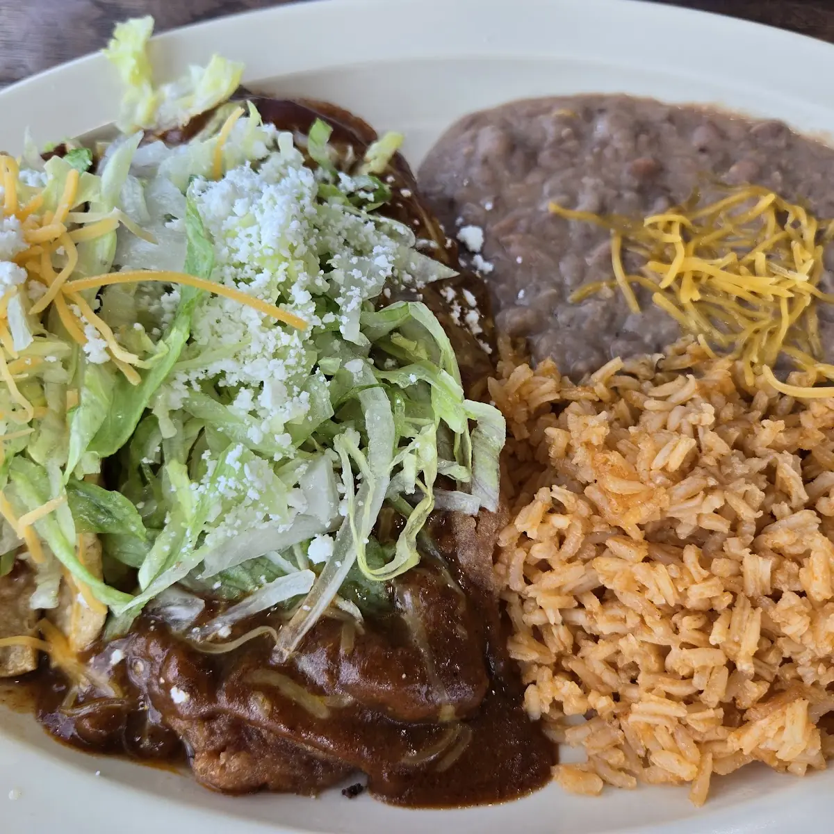 Bean Tostada and Cheese Enchilada