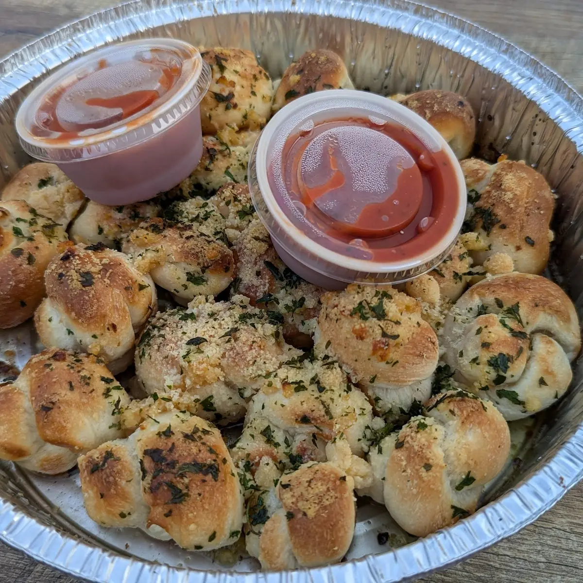Garlic Knots with 2 Marinara Sides
