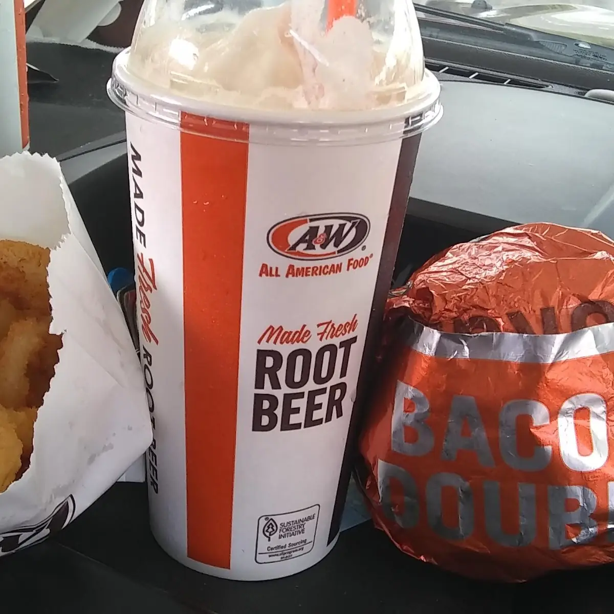 Bacon Double Cheeseburger Onion Rings Root Beer Float