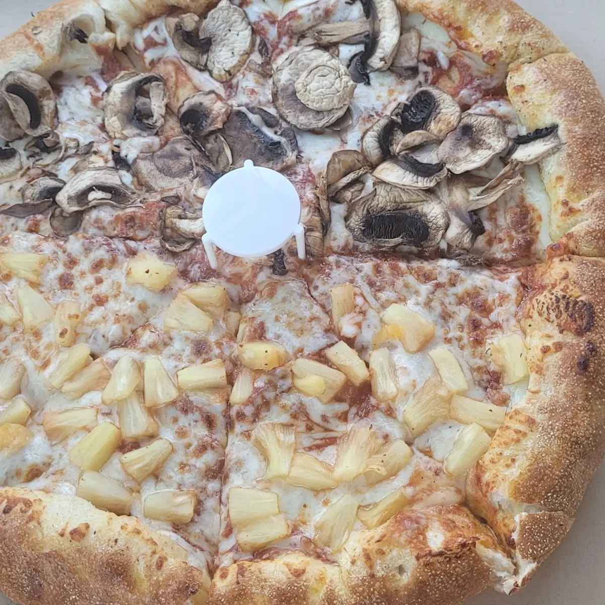Large Stuffed Crust Half Pineapple Half Mushrooms