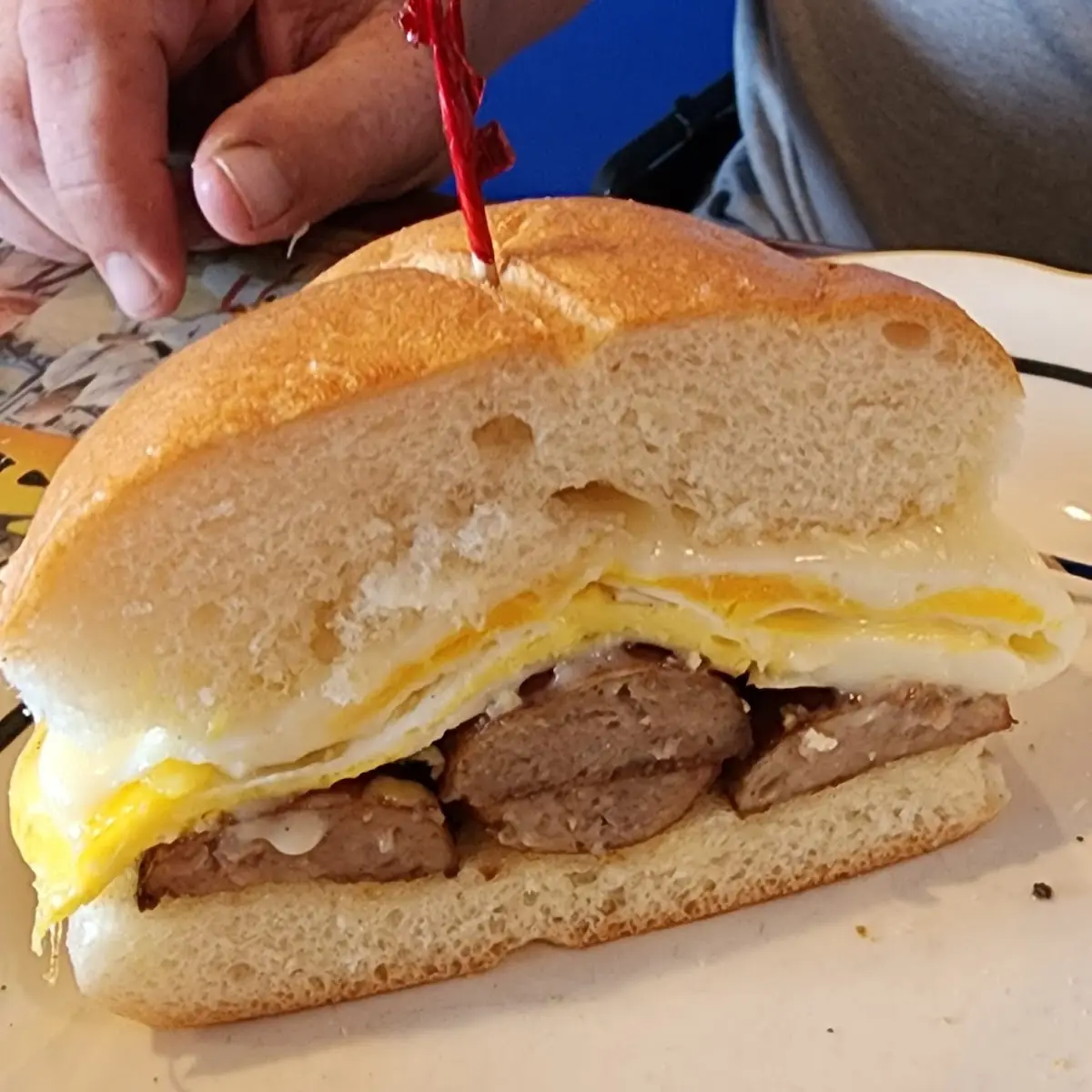 Sausage Egg and Cheese on a Hard Roll