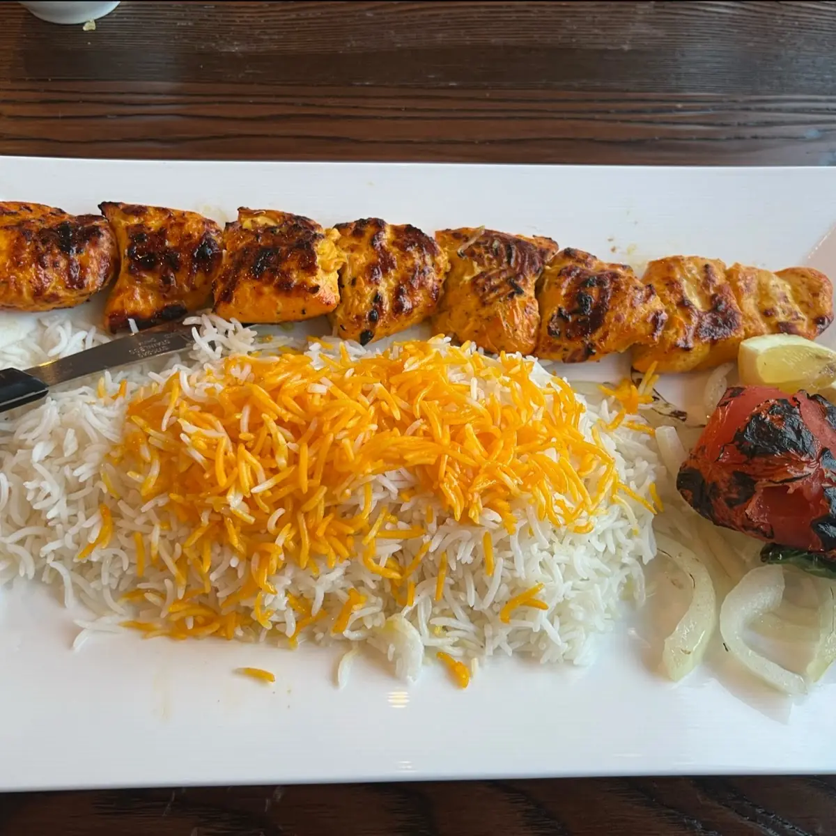 Saffron Rice with Grilled Shrimp