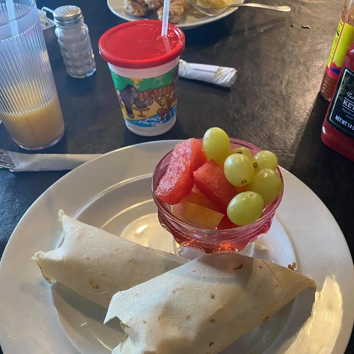 Pepper Jack Chicken Wrap and Fruit Salad