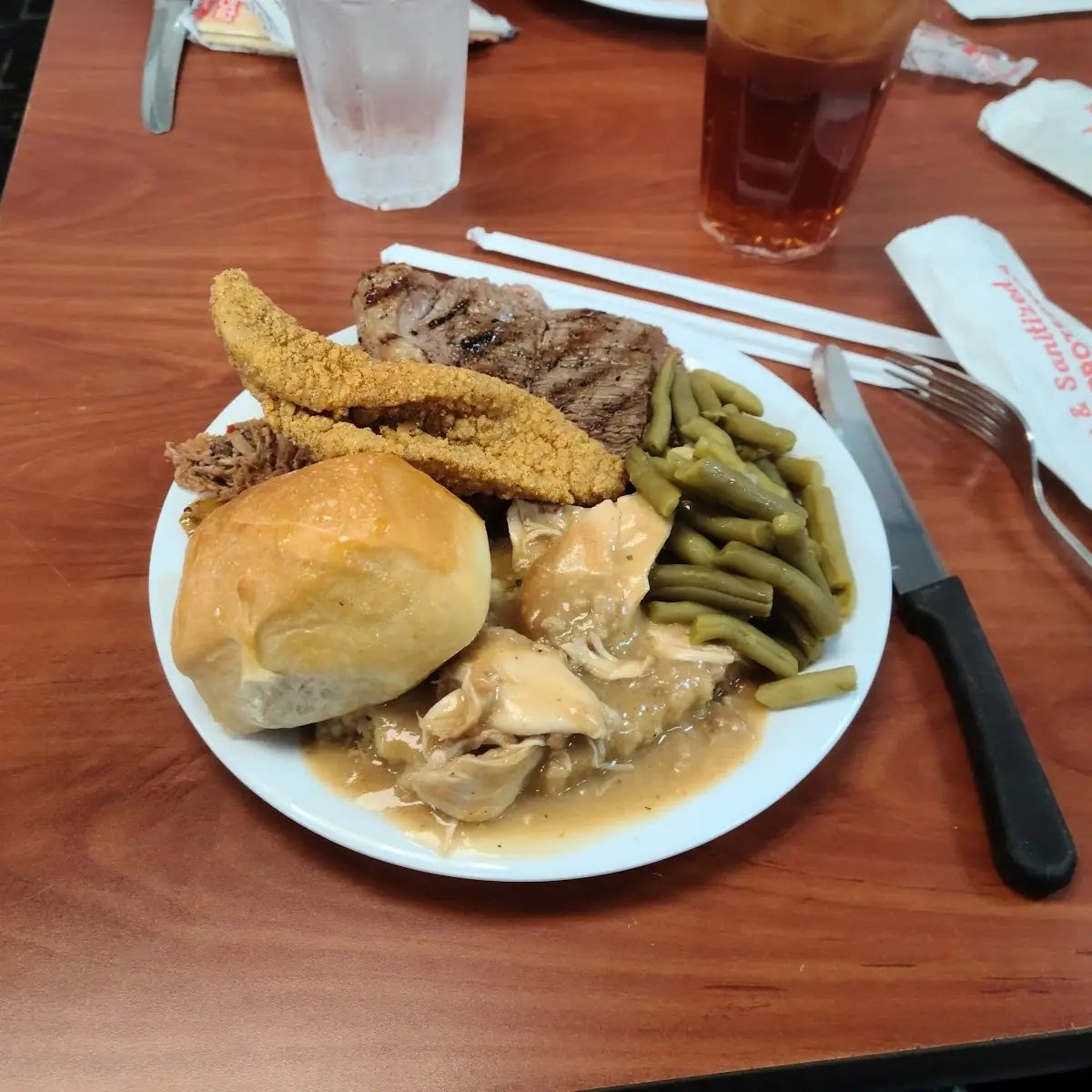 Fried Chicken Green Beans and Roast Beef
