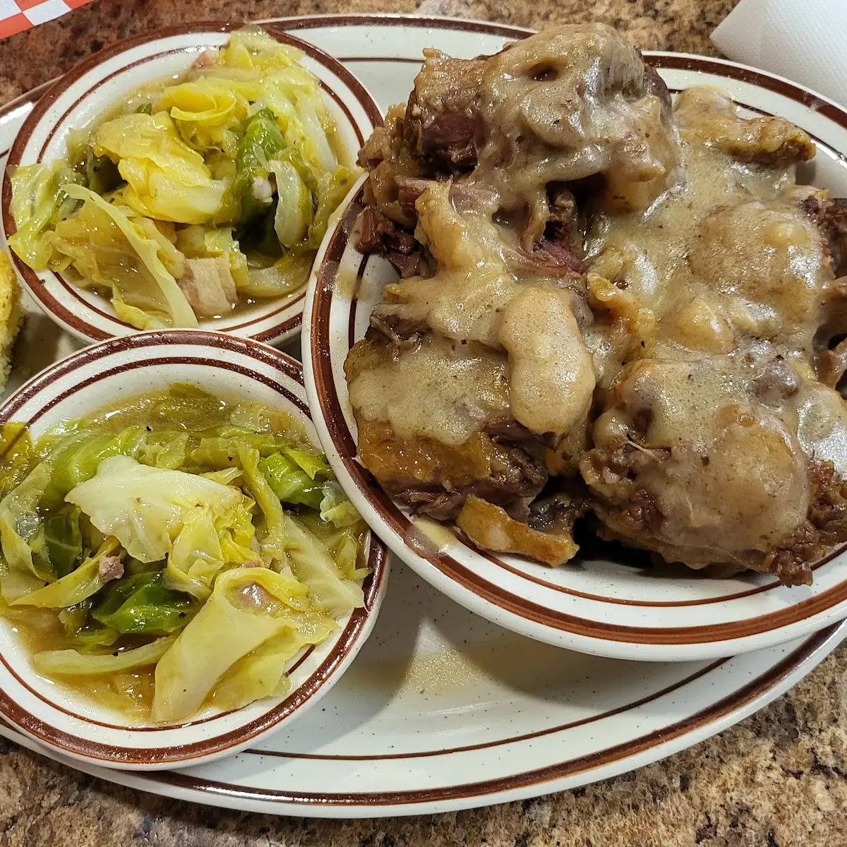 Oxtail and Two Servings of Fried Cabbage