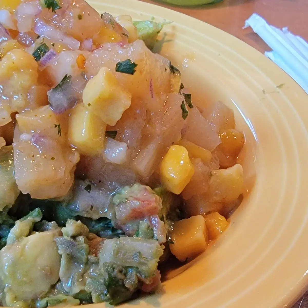 Tropical Mango and Pineapple Guacamole Dip