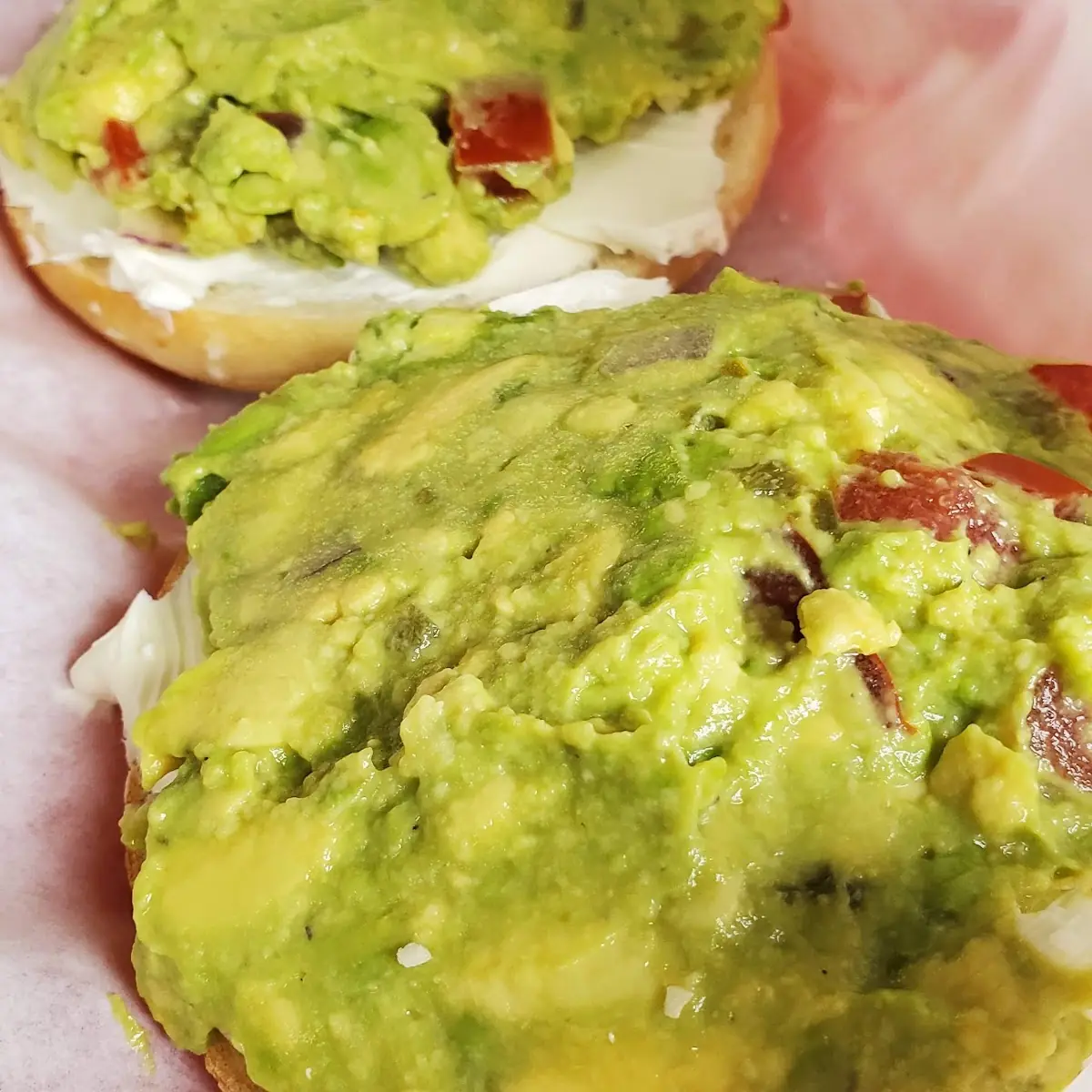 Bagel with Cream Cheese and Guacamole