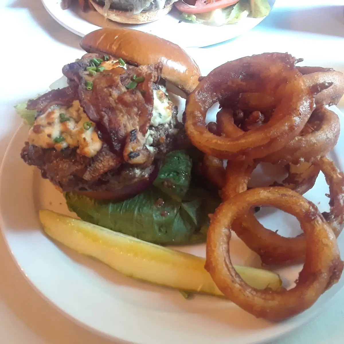Bison Burger with Onion Rings