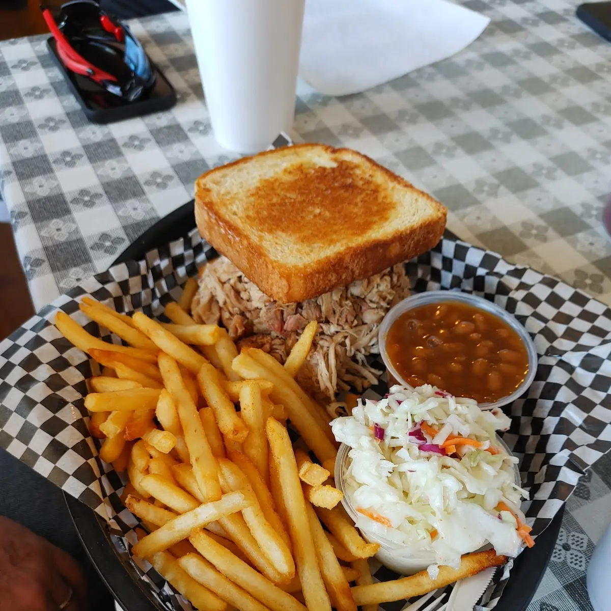 Pulled Pork Sandwich with Beans