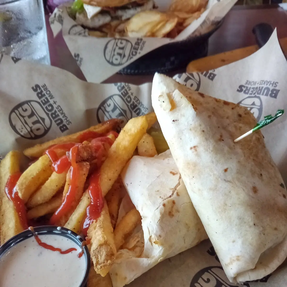 Grilled Chicken Wrap and Fries