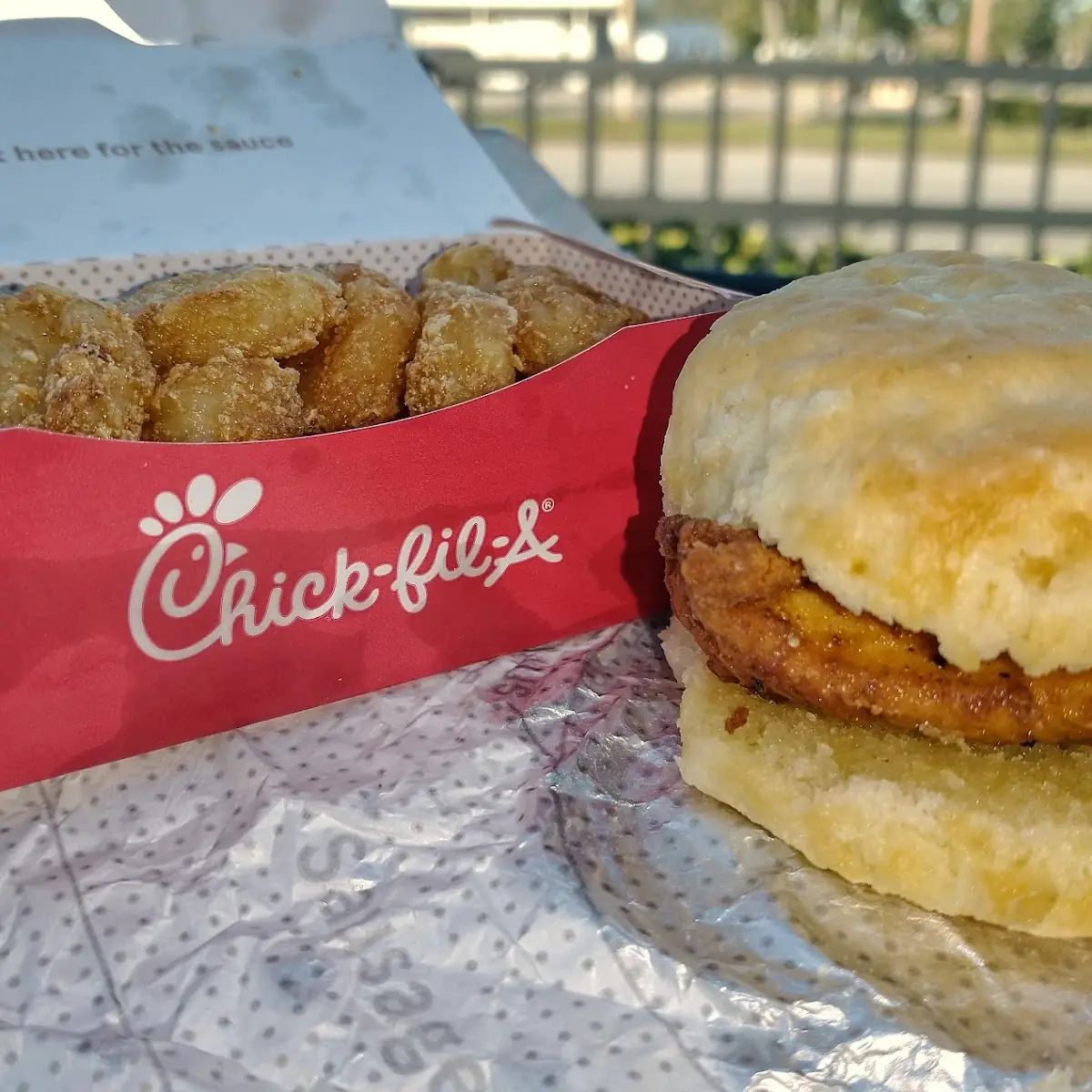 Spicy Chicken Biscuit with Hash Browns