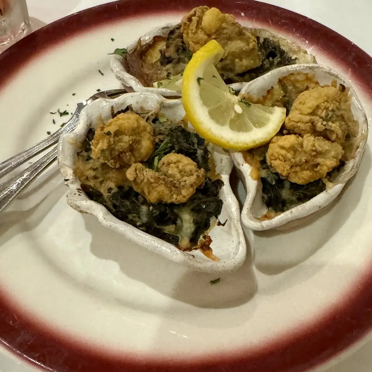 Fried Oysters with Spinach