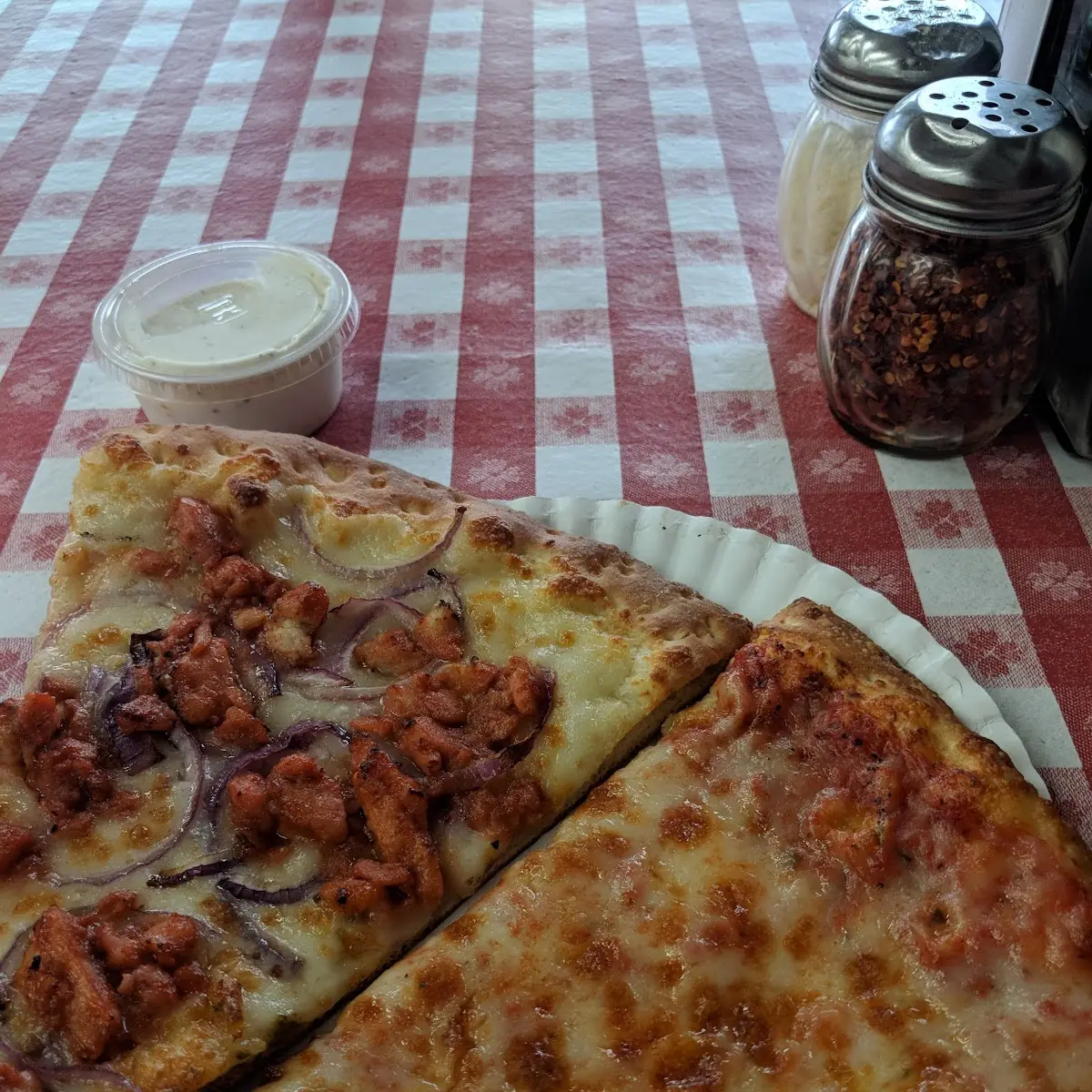 Buffalo Chicken Pizza & Cheese Pizza Slice