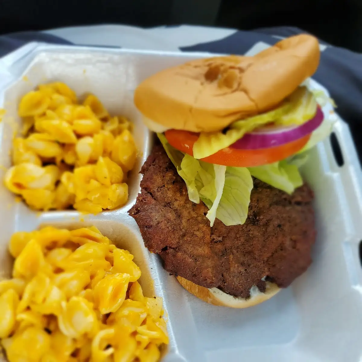 Burger with Mac and Cheese