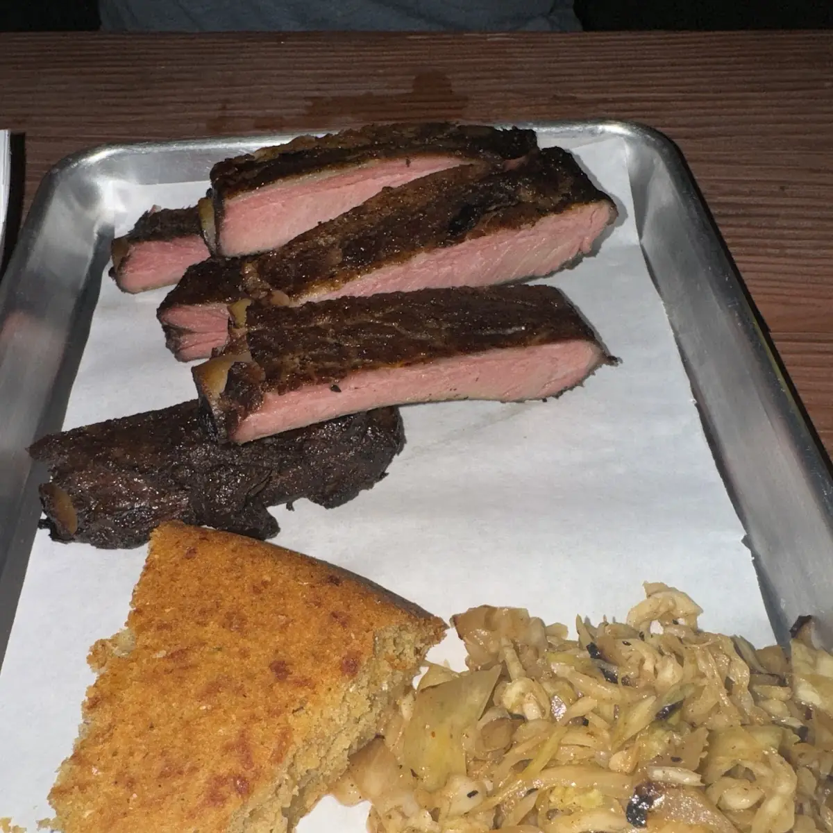 Ribs with Corn Bread and Slaw
