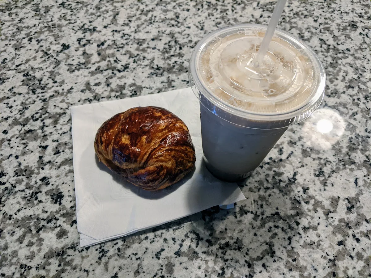 Chai Latte and Chocolate Croissant