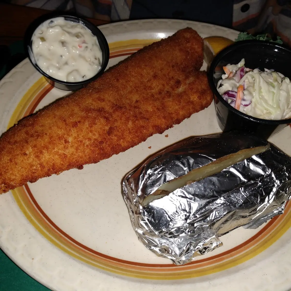 Perch Fish Fry and Baked Potato