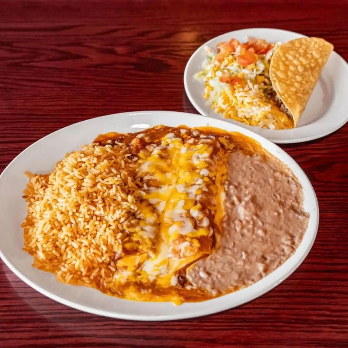Two Ground Beef Enchiladas Green Sauce