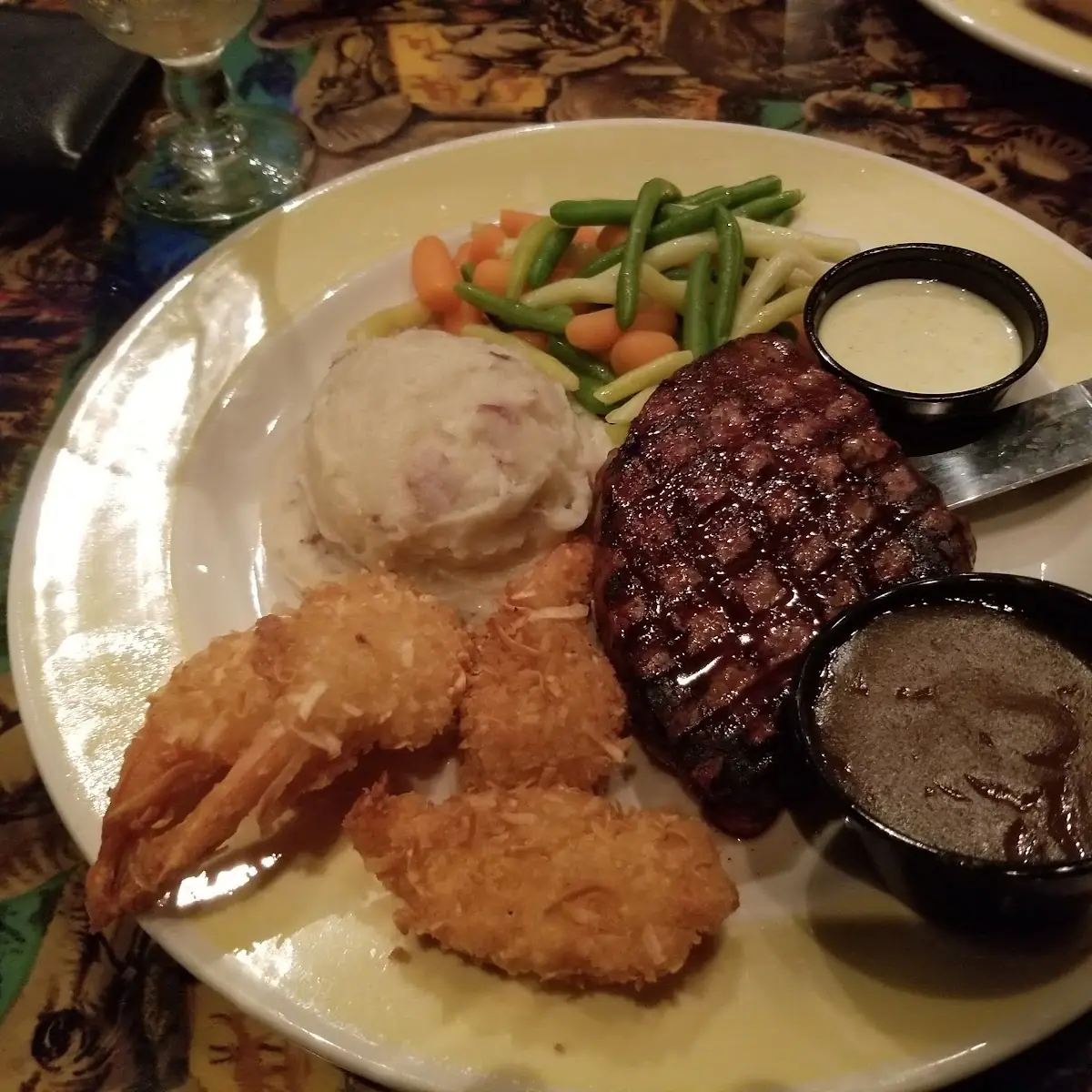 Steak Combo with Grilled Shrimp, Rainforest Cafe Niagara Falls Canada