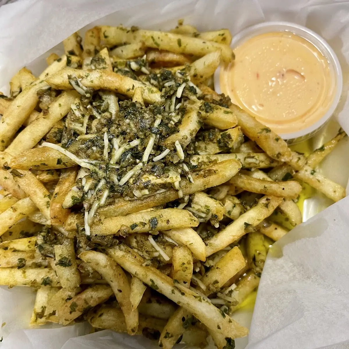 Garlic Parm Fries with Cheese