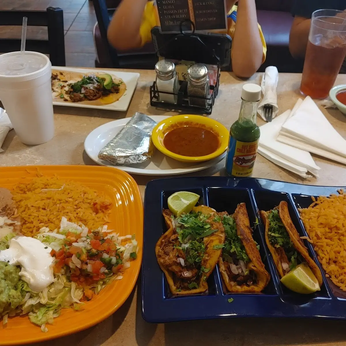 Three Birria Tacos with Rice