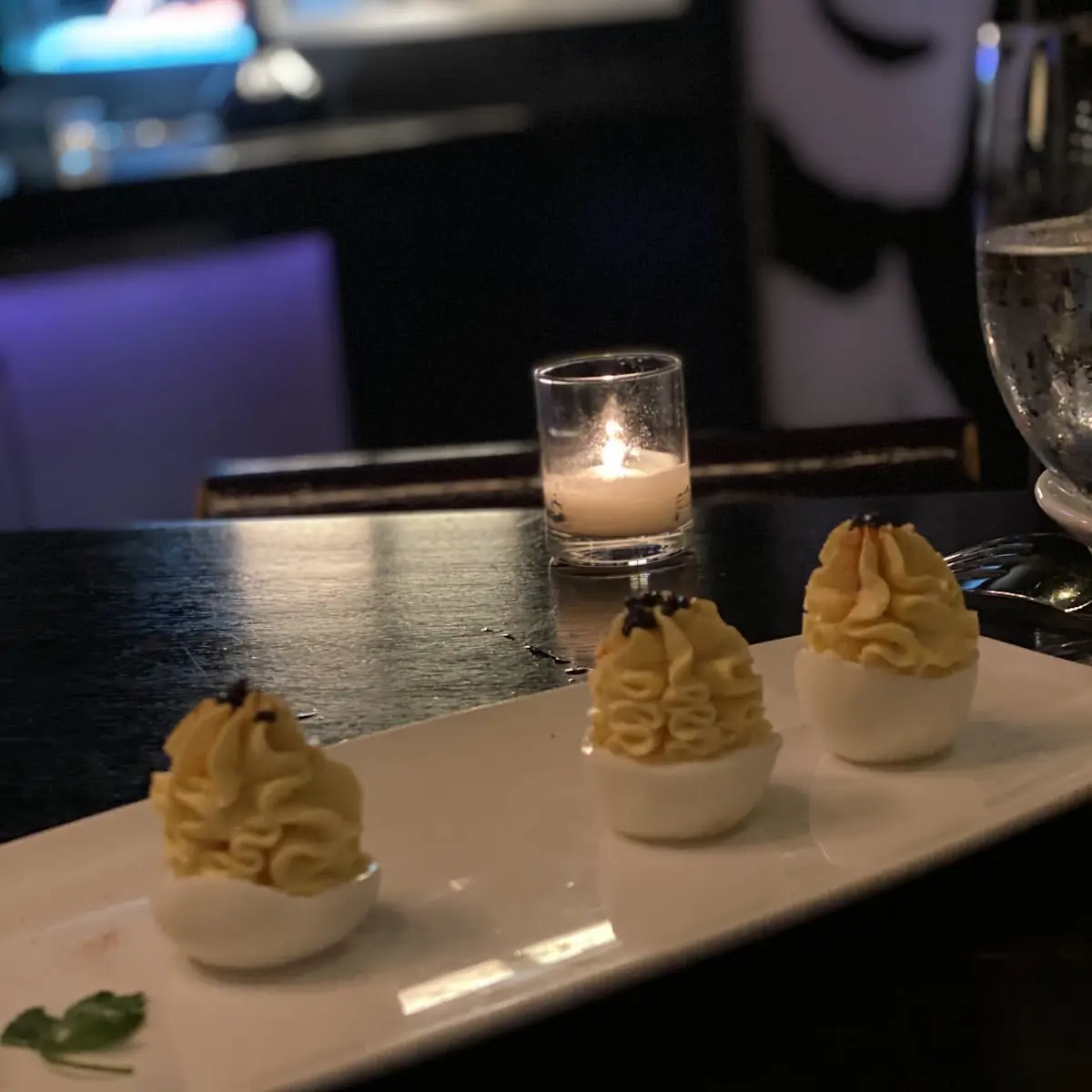 Deviled Eggs w White Truffle & Caviar