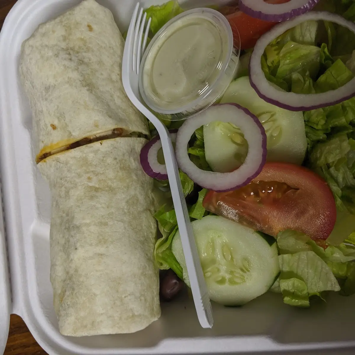 Buffalo Chicken Wrap with a Side Salad