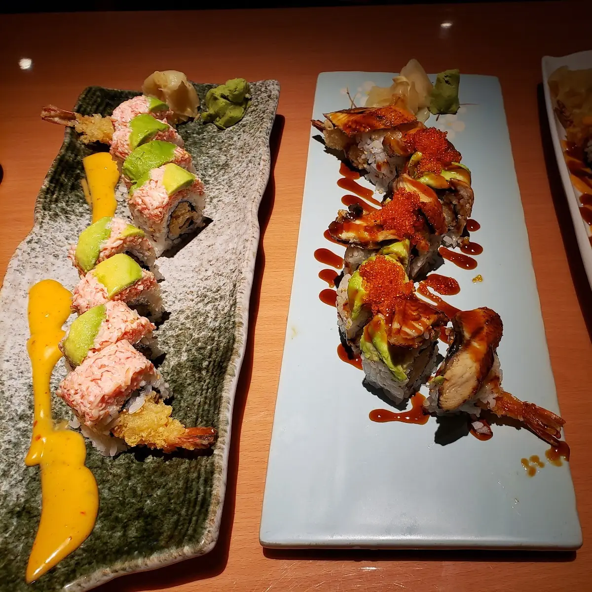 Left Carburetor Roll Middle Dragon Roll Right Mermaid Roll