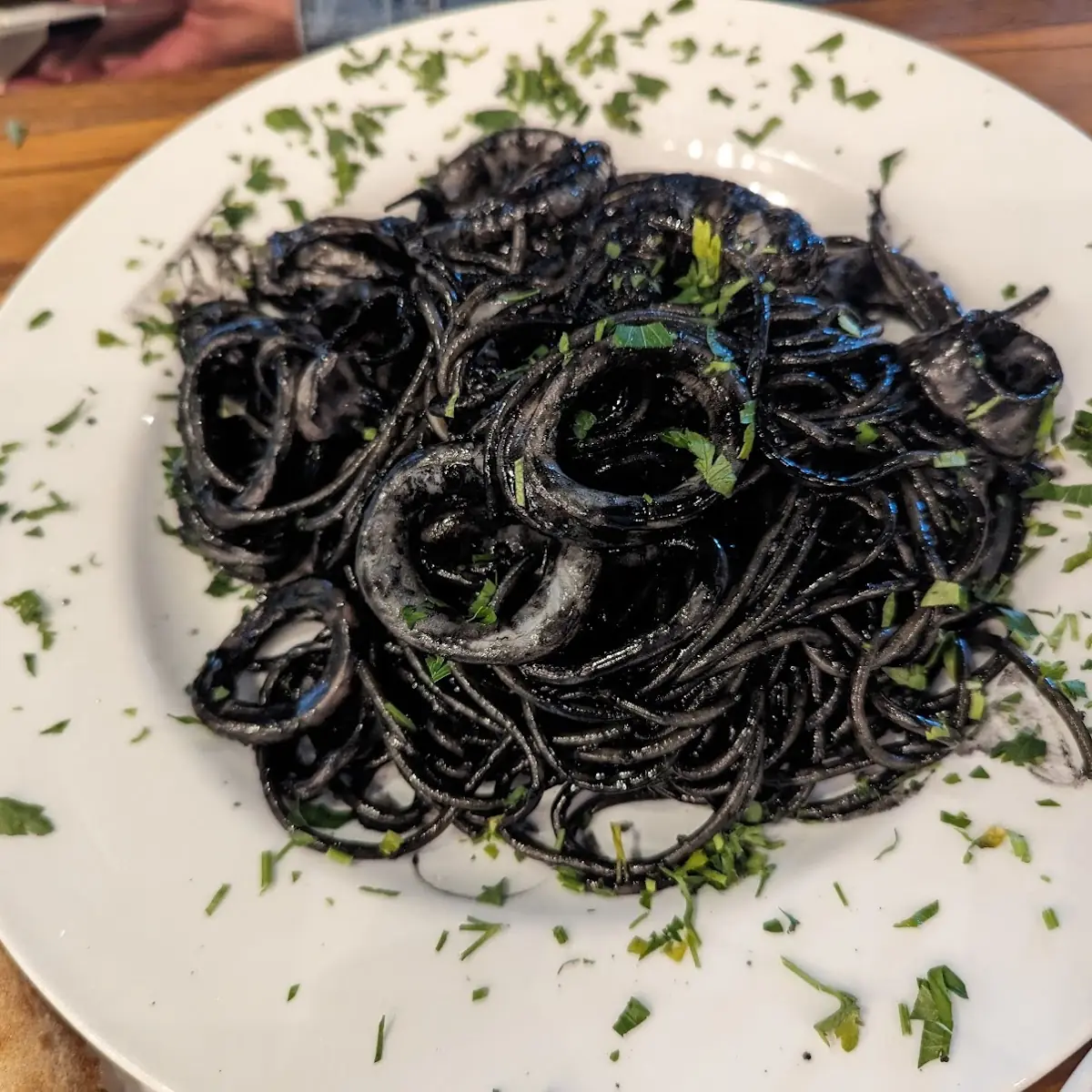 Squid Ink Spaghetti with Calamari