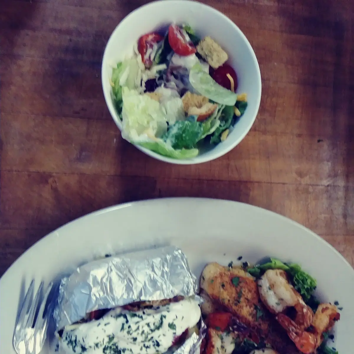 Sueted Shrimp with Baked Potato