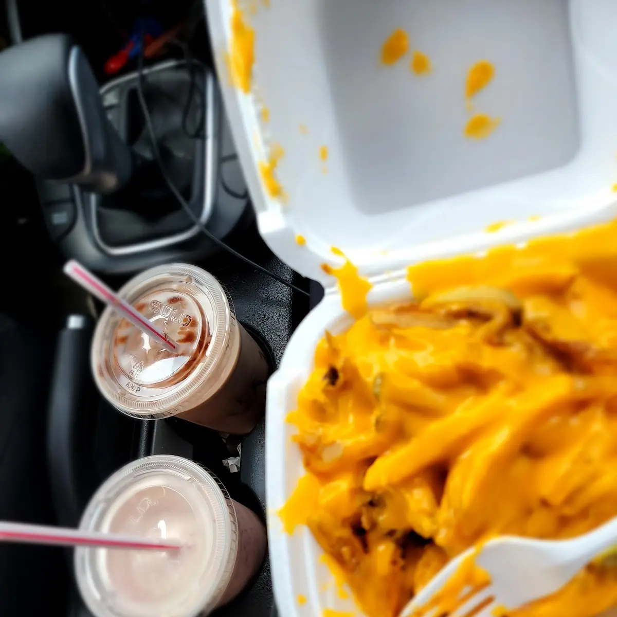 Cheese Fries and Strawberry Shake