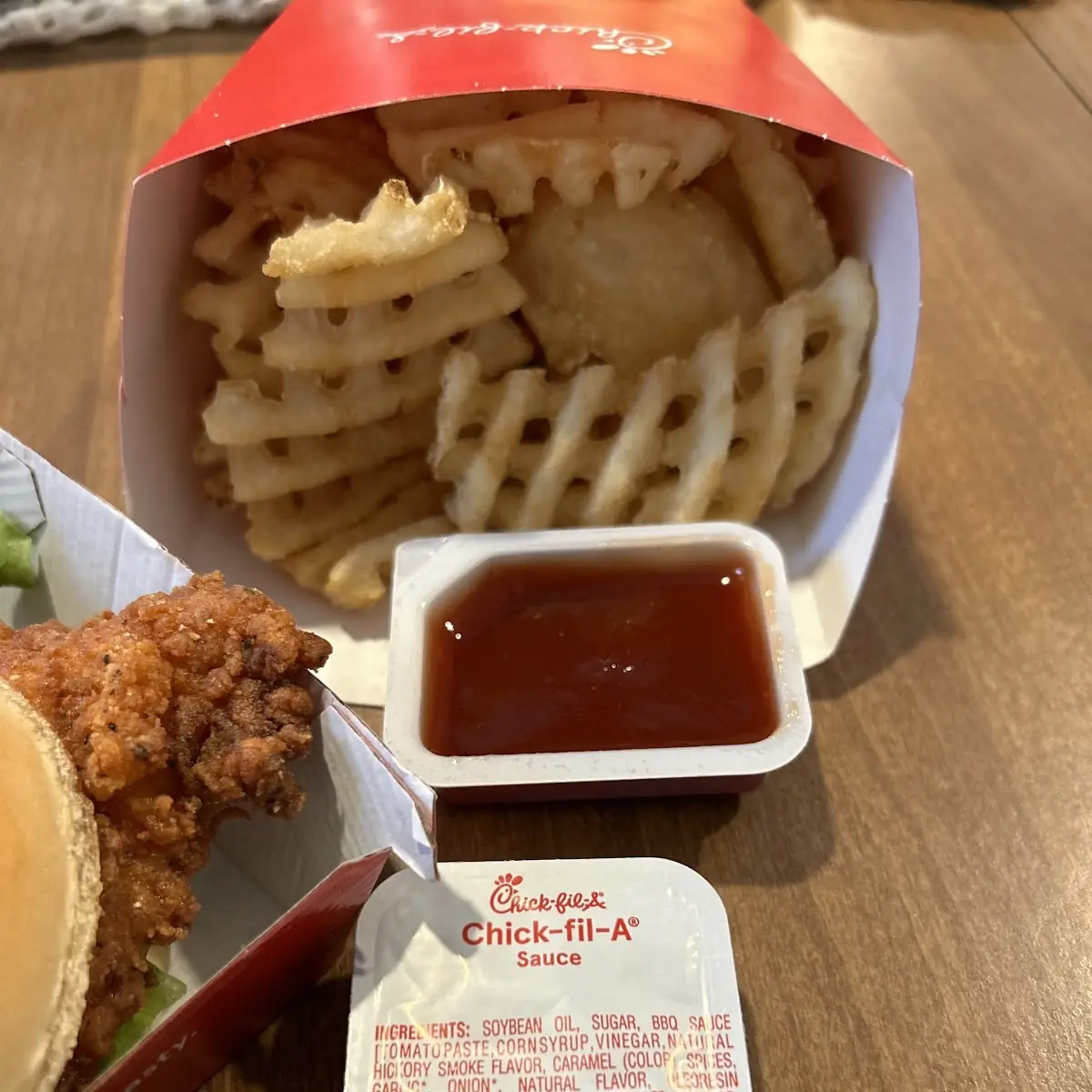 Waffle Fries with BBQ Sauce
