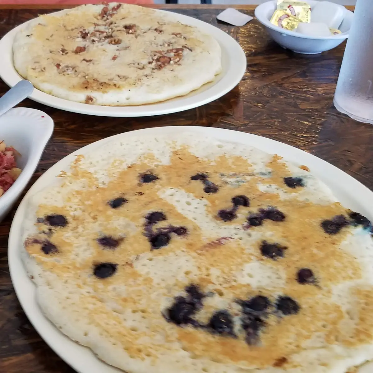 Blueberry Pancake Pecan Pancake Corned Beef Hash and Bacon