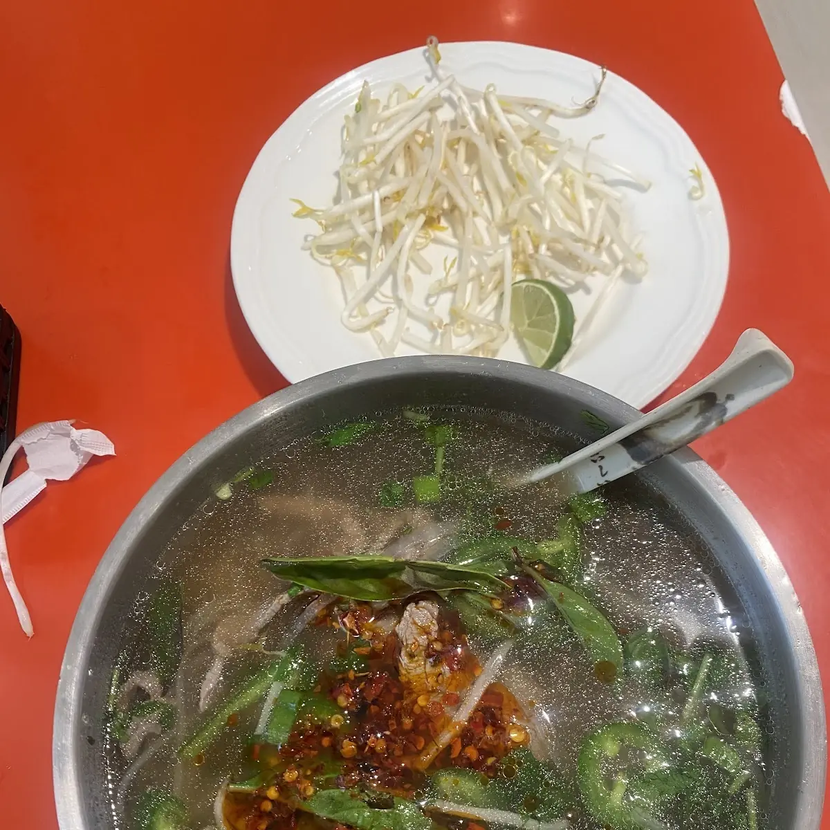 Slices of Rare Steak Pho