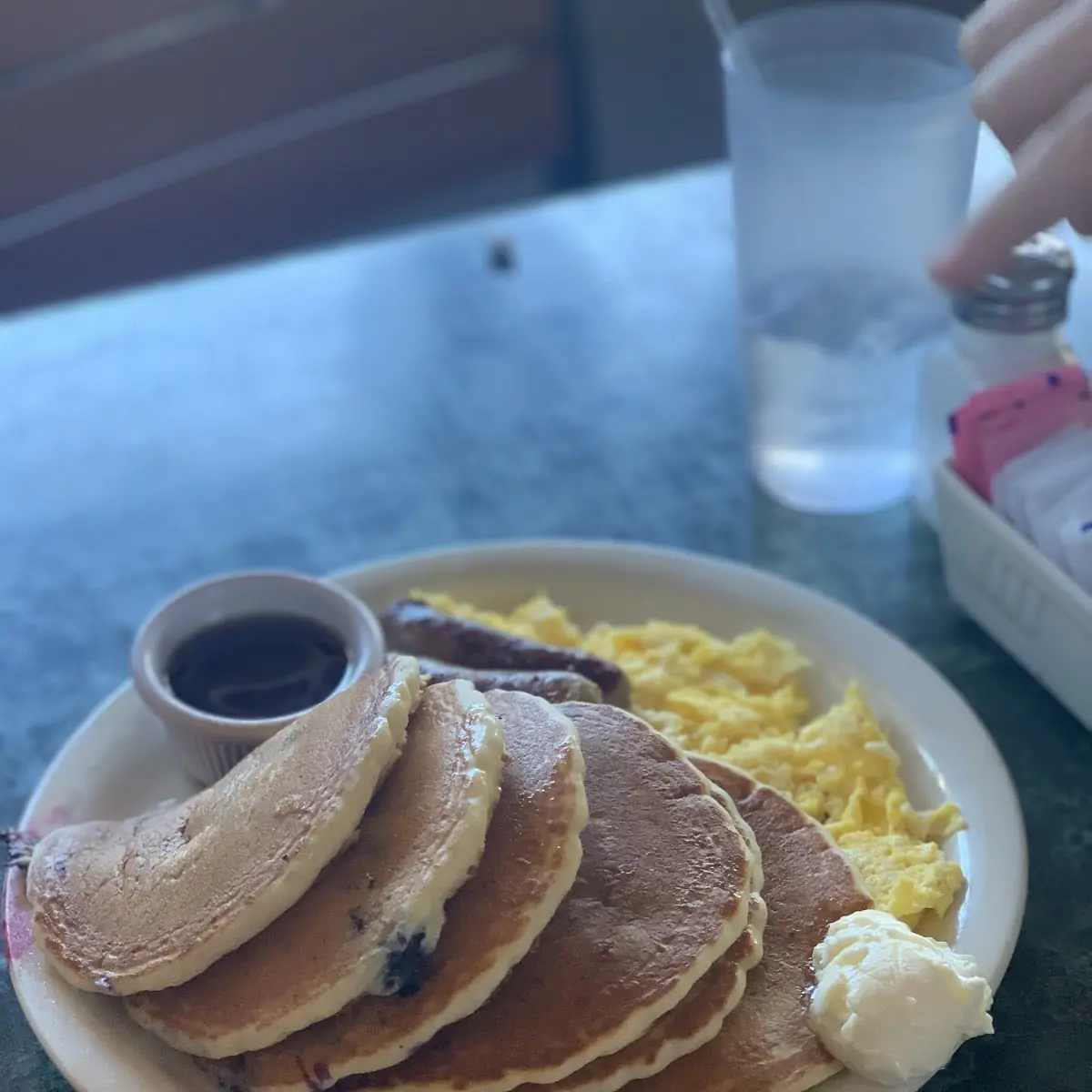 Scrambled Egg Bacon & Pancakes
