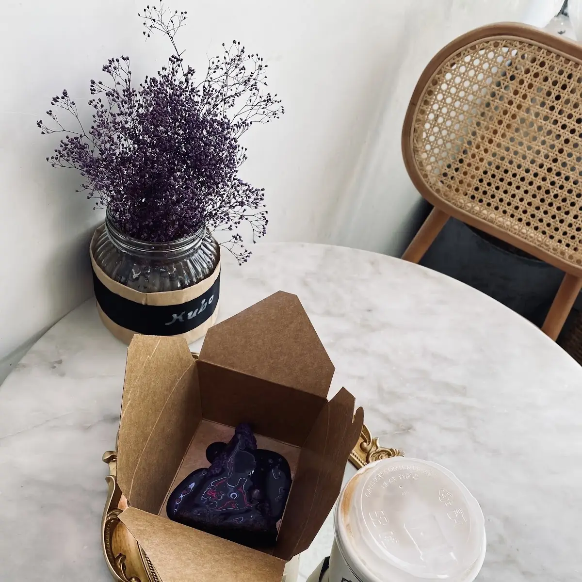 Ube Cake and Cappuccino