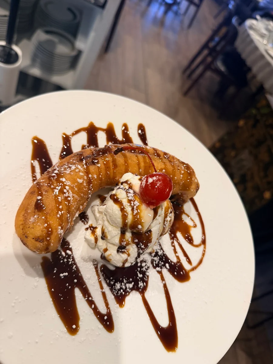 Banana Fritters with Vanilla Ice Cream, duck duck kitchen