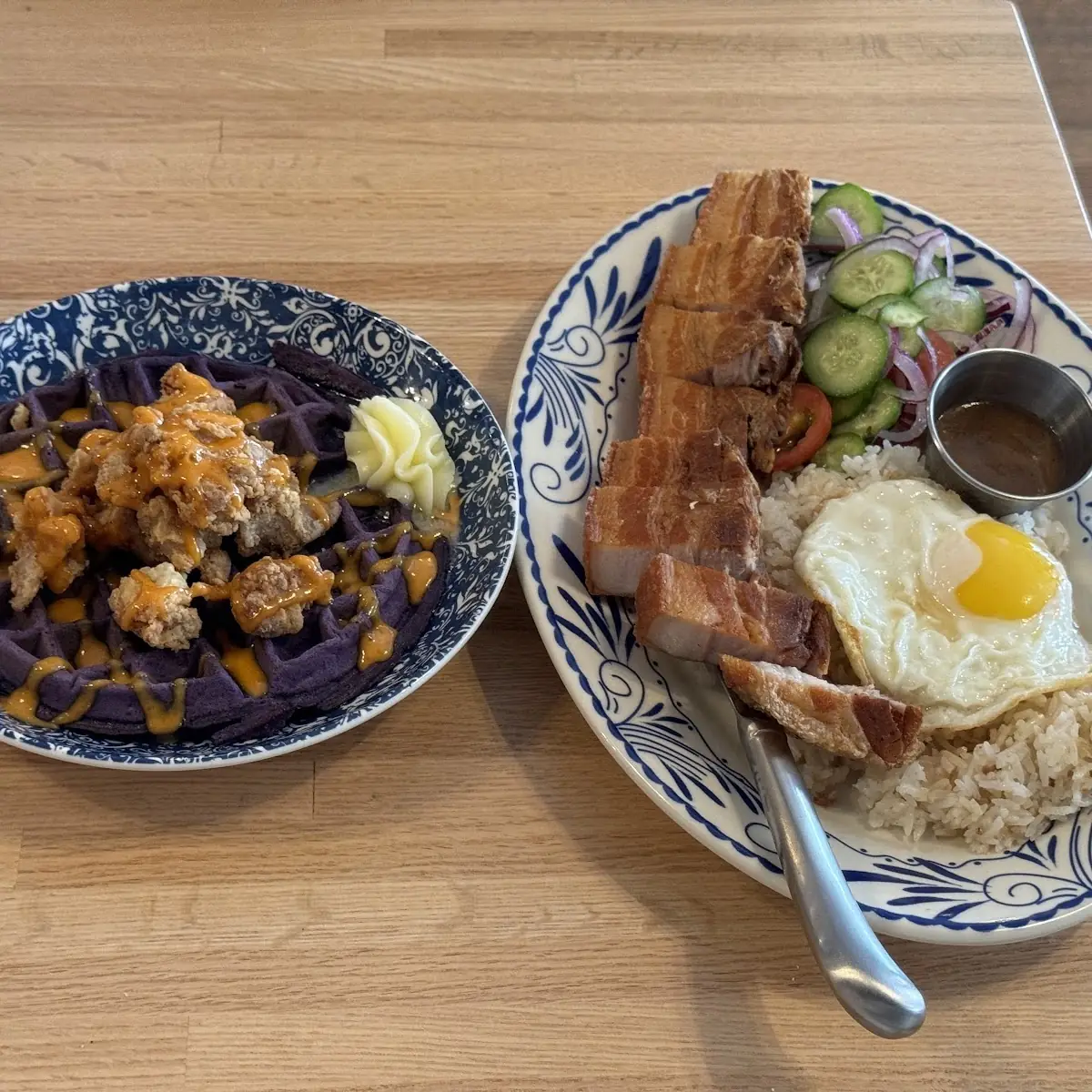Belgian Waffles with Ube Syrup