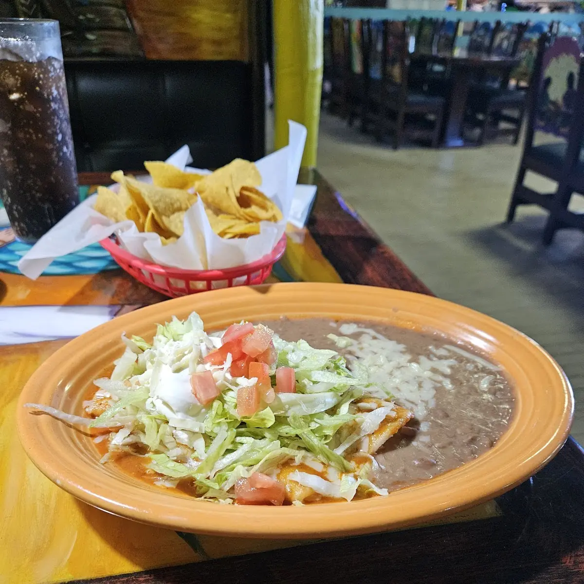 One Beef Taco Spanish Rice and Fried Beans
