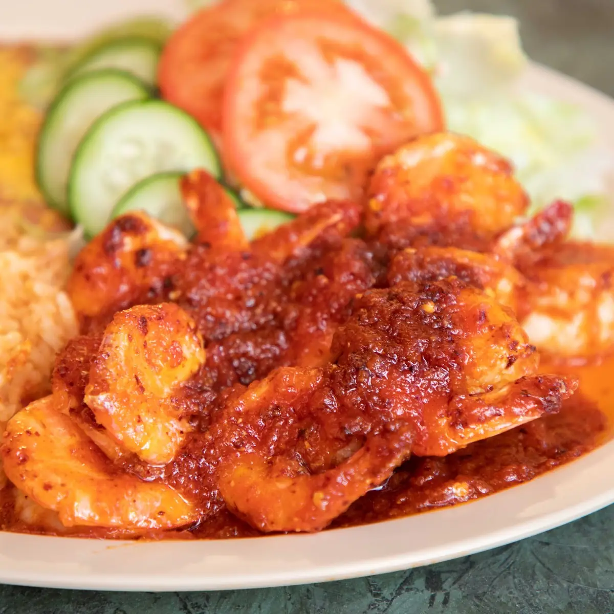 Camarones a Mojo Rice & Beans