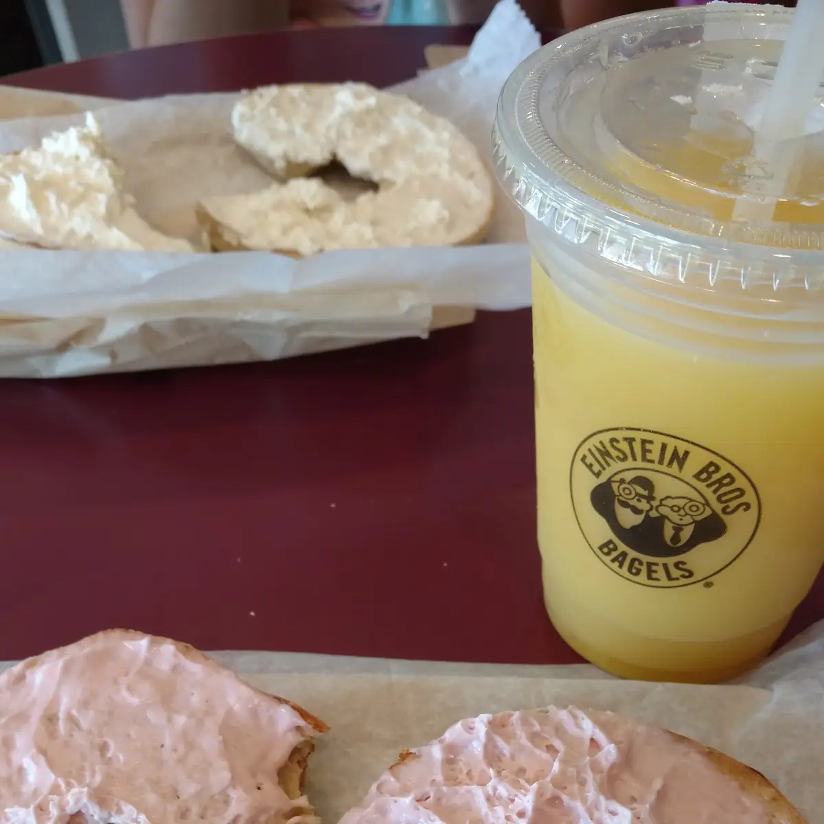 Blackberry Lemonade with Plain Bagel with Cream Cheese
