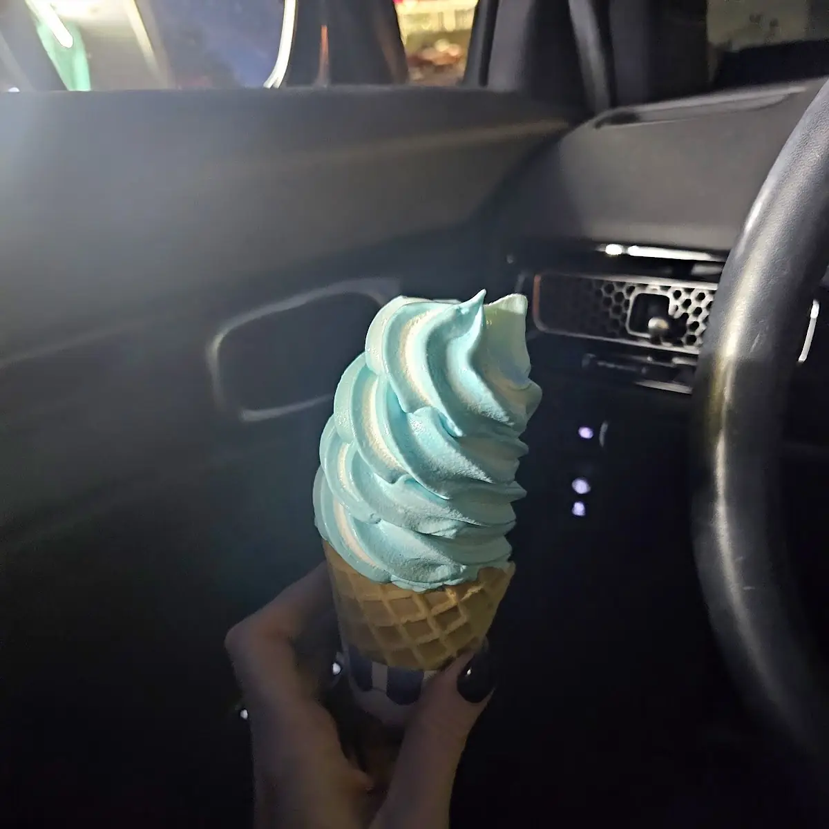Cotton Candy Soft Serve in Waffle Cone