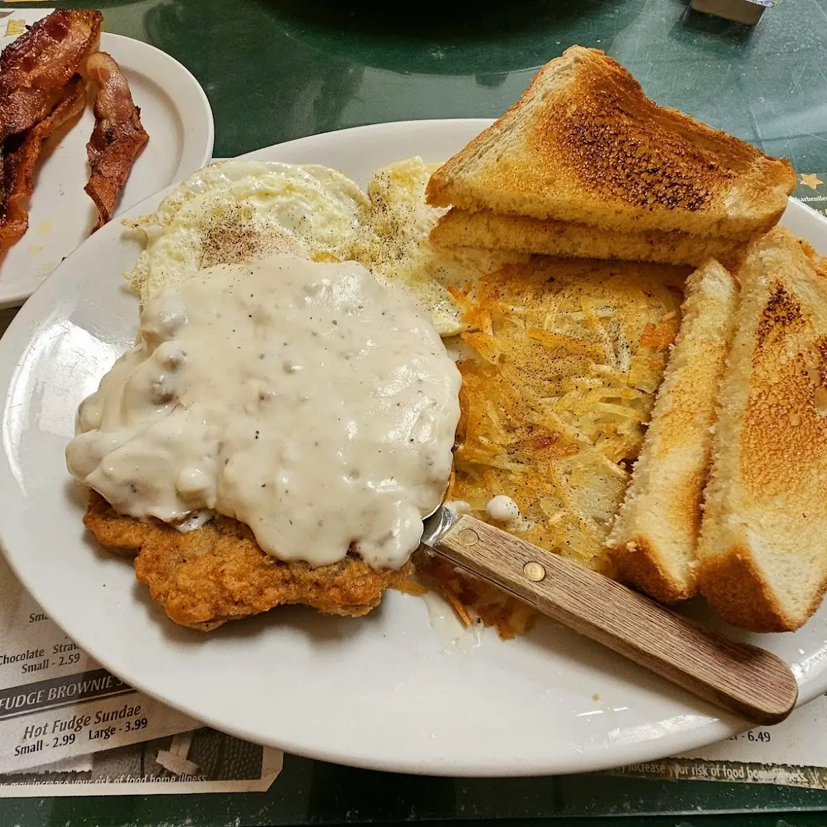 Country Fried Steak and Eggs with Hashbrowns