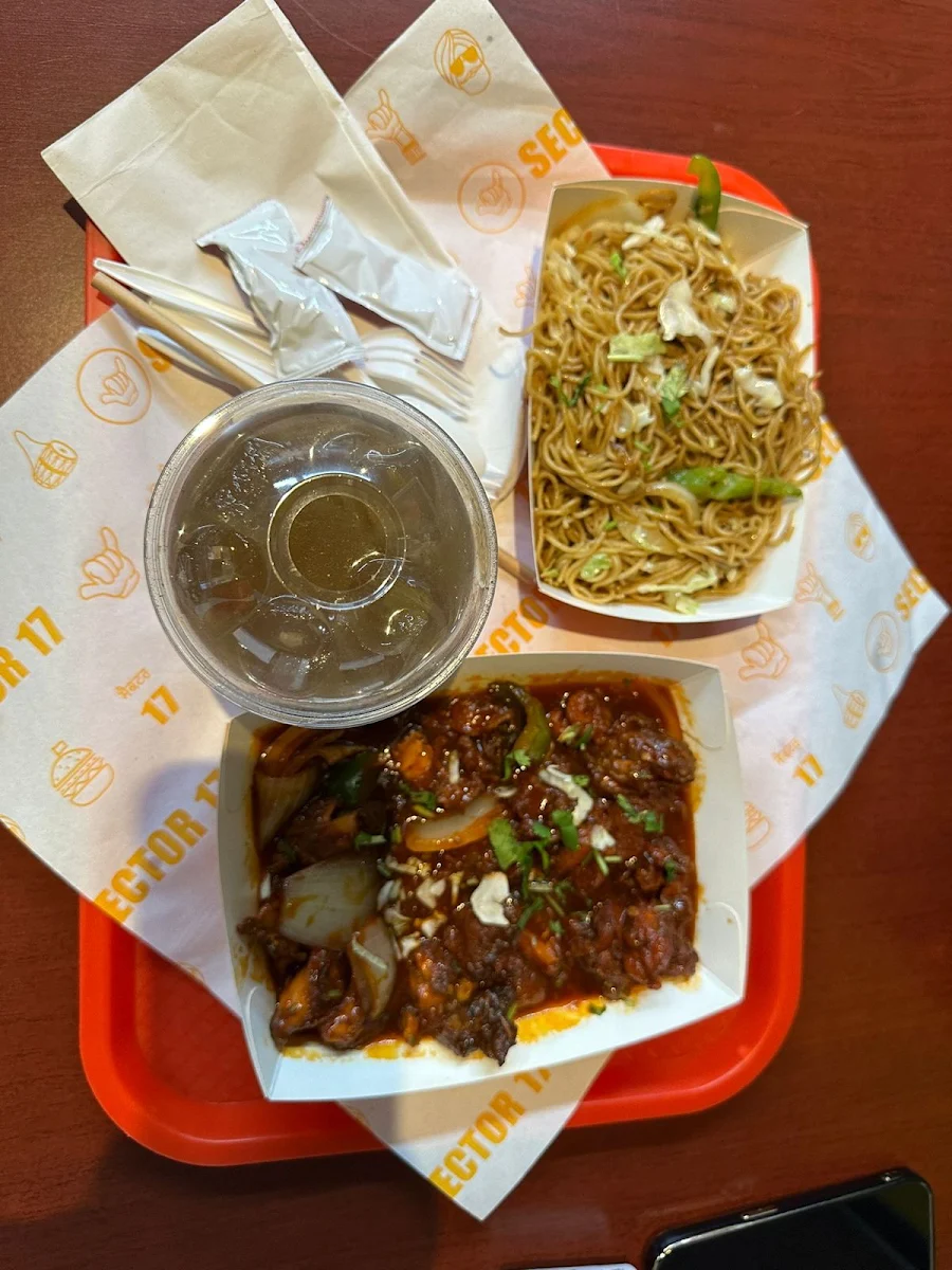 Hakka Noodles with Chilli Chicken, Sector 17