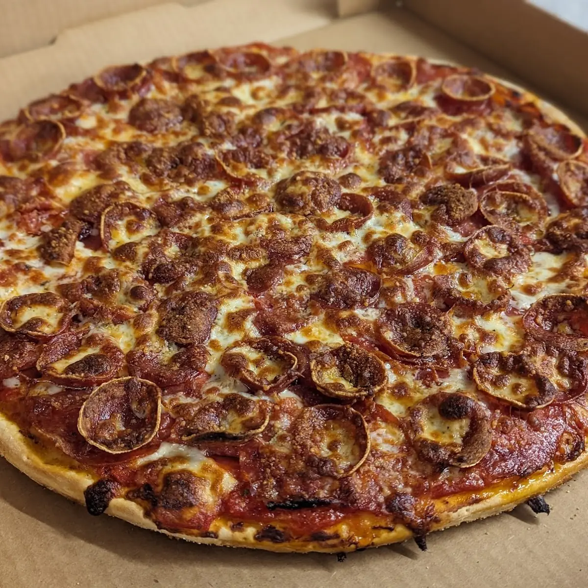 Deep Cupping Pepperoni and Bell Peppers